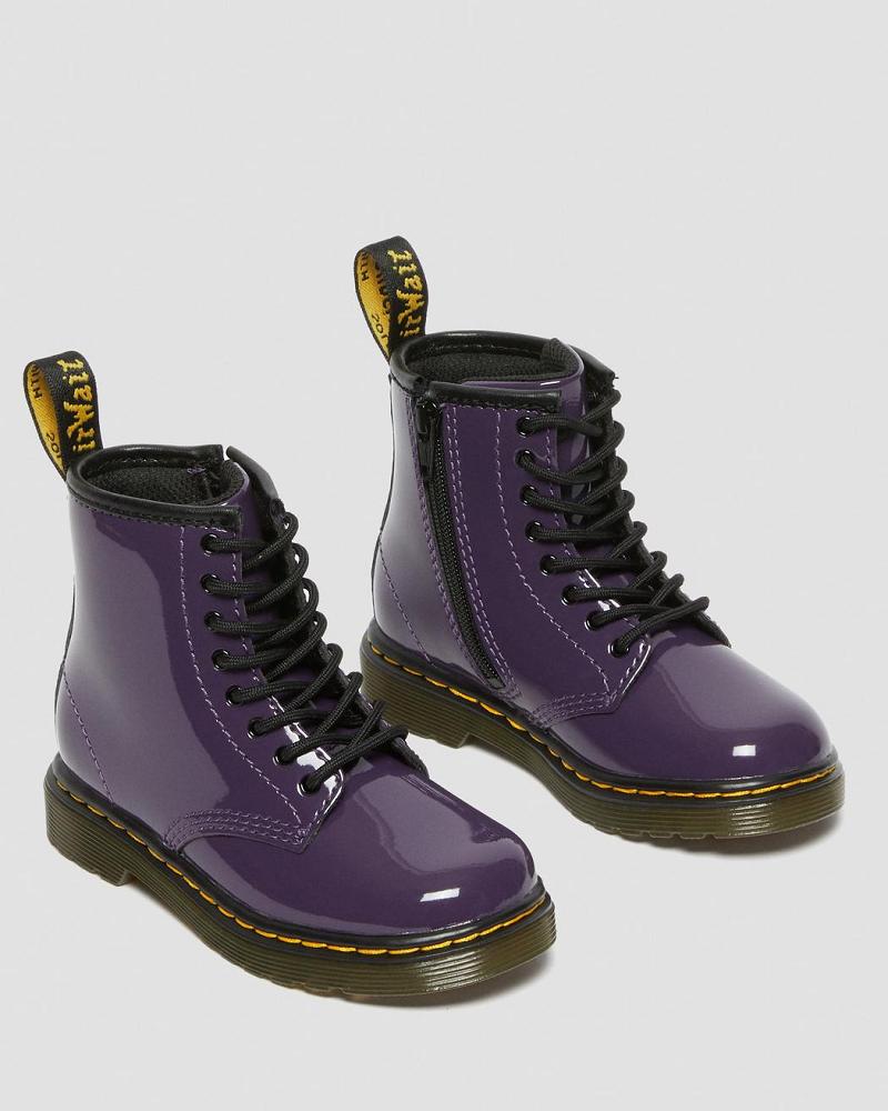 Kids' Dr Martens Toddler 1460 Patent Leather Lace Up Boots Purple | AU 702DFM